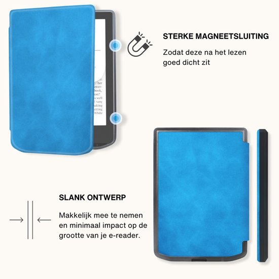 Lunso PocketBook Verse / Verse Pro / Verse Color Slim hard case hoes (6 inch) - sleepcover - Lichtblauw van Merkloos — afbeelding 4