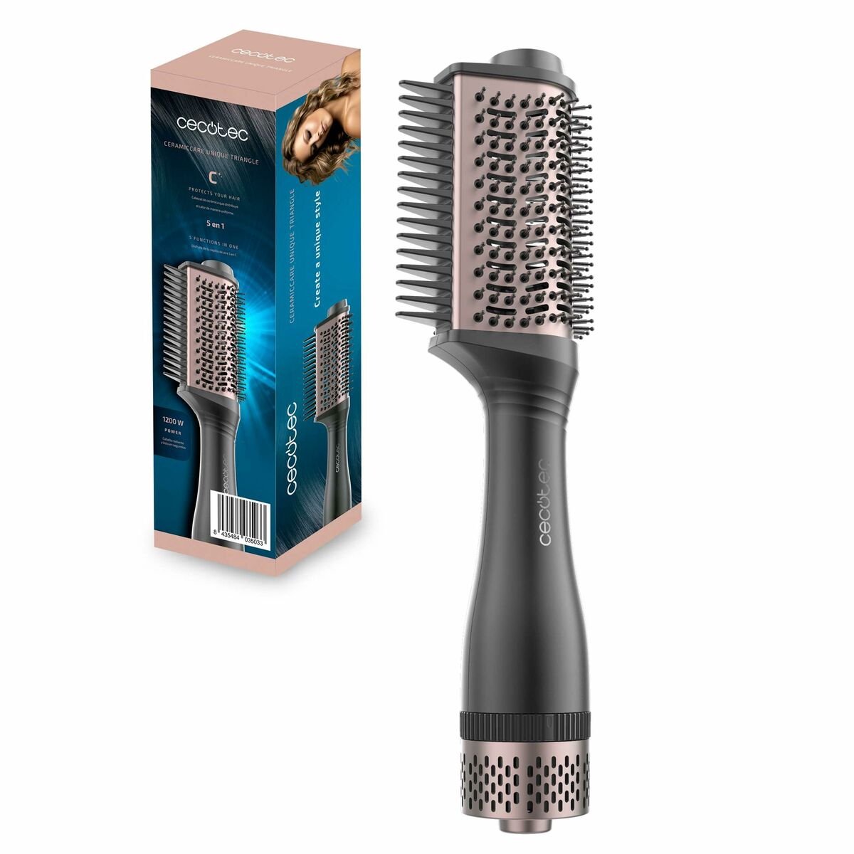 Keramische Stijlborstel Cecotec CeramicCare Unique Triangle Zwart Plastic