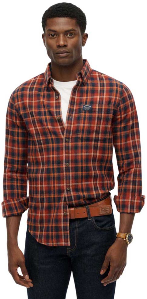 Superdry Overhemd L S Cotton Lumberjack Shirt M4011017a Logger Chek Mannen Oranje