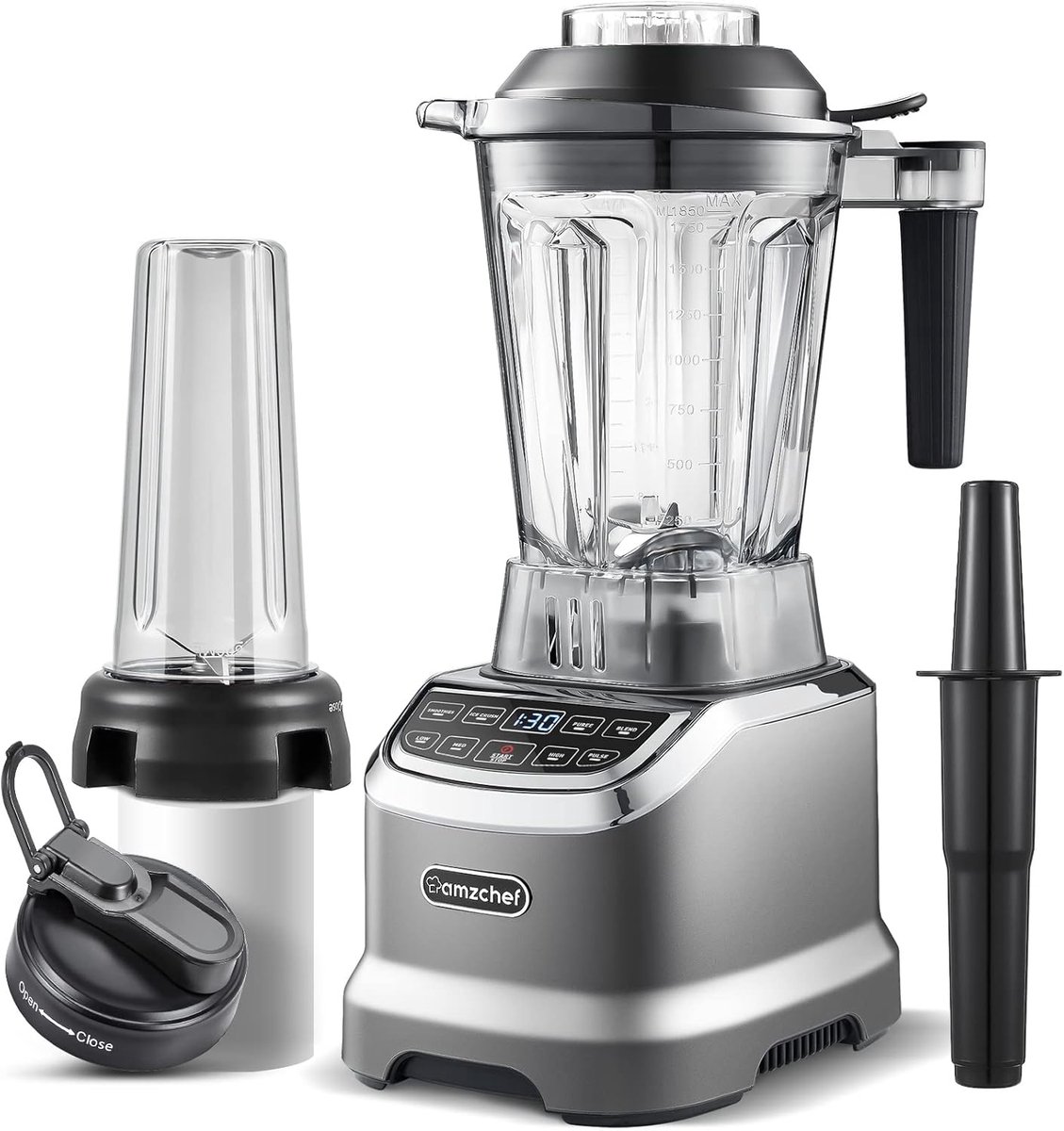 Soepmaker 2 Liter - Blender Met 2 Mengmethoden - Multifunctionele Smoothie Blender - Krachtige 2000W Mixer - Grijs