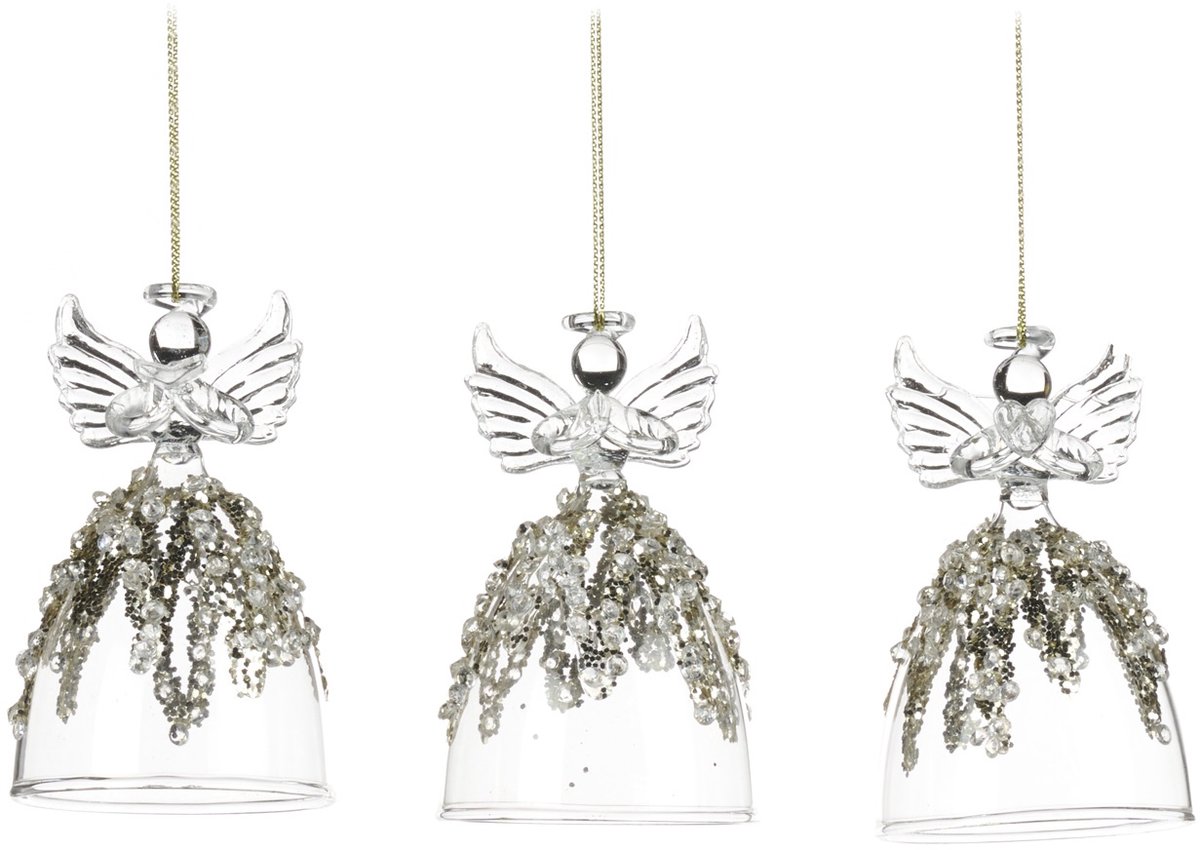 Goodwill Kerstbal-Engel Glas - Goud - 9 Cm Voordeel Ass. Per - 3 Stuks