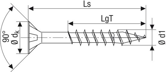 Vis pour aggloméré Spax Torx galvanisé 5,0 x 90-100 pcs