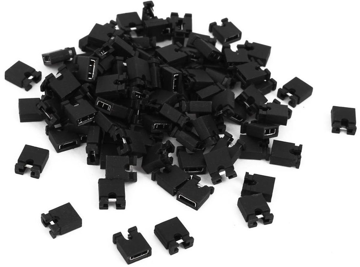 Image of 100 Mini 2,54 mm Standaard Zwart Korte Trui Circuit Caps - Set van 100 stuks