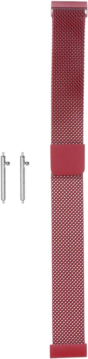 Roestvrij stalen mesh horlogeband 16 mm met snelwissel-verstelbare armband voor mannen en vrouwen, rood - Magnetische sluiting, luxe uitstraling