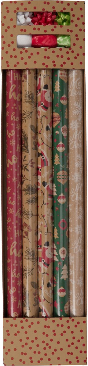 Kerst inpakpapier/cadeaupapier set - 2x - 11-delig - 200 x 70 cm - inpakken