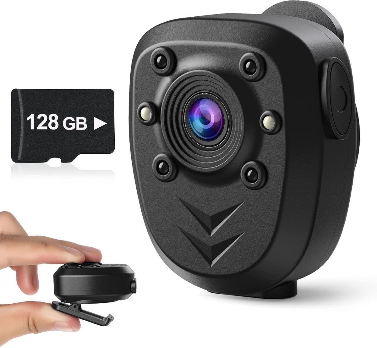 Mini Camera 1080P - 128GB Intern Geheugen - Infrarood Nachtzicht - 6u Opname - Cyclische Opname - 360 graden draaibare klem - Voor Binnen & Buiten - Incl. Oplaadkabel