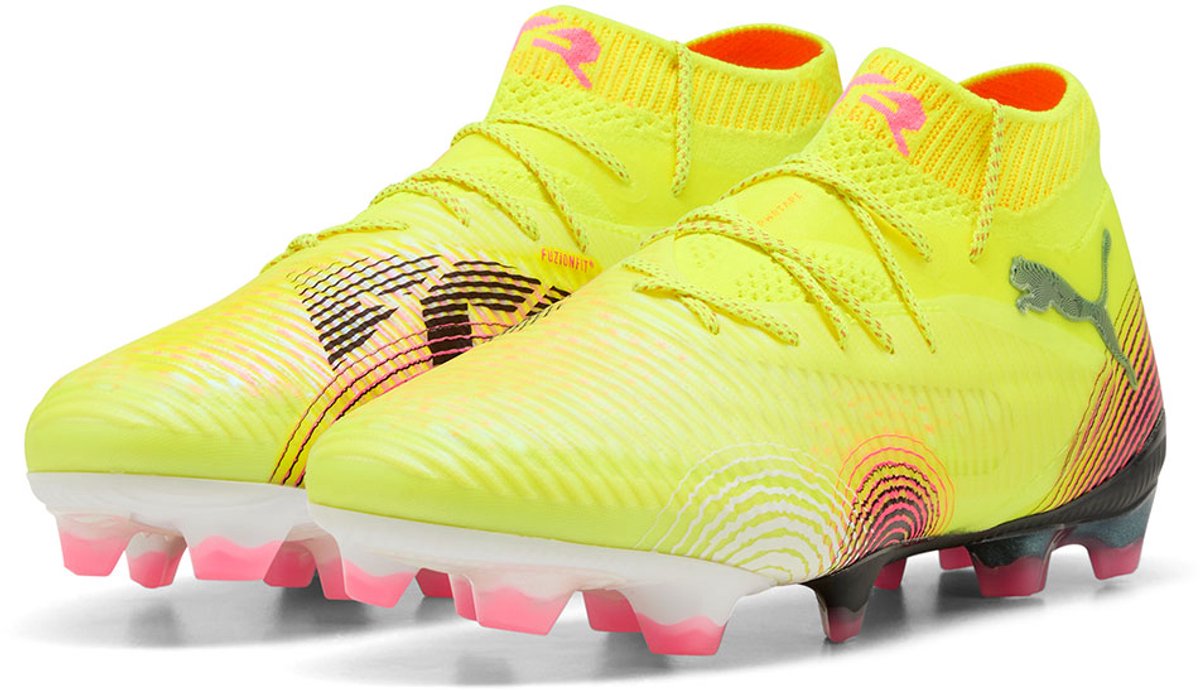 Puma FUTURE 8 ULTIMATE FG voetbalschoenen in felgeel met dynamisch LYCRA® bovenwerk en PWRTAPE voor stabiliteit. EU 41.