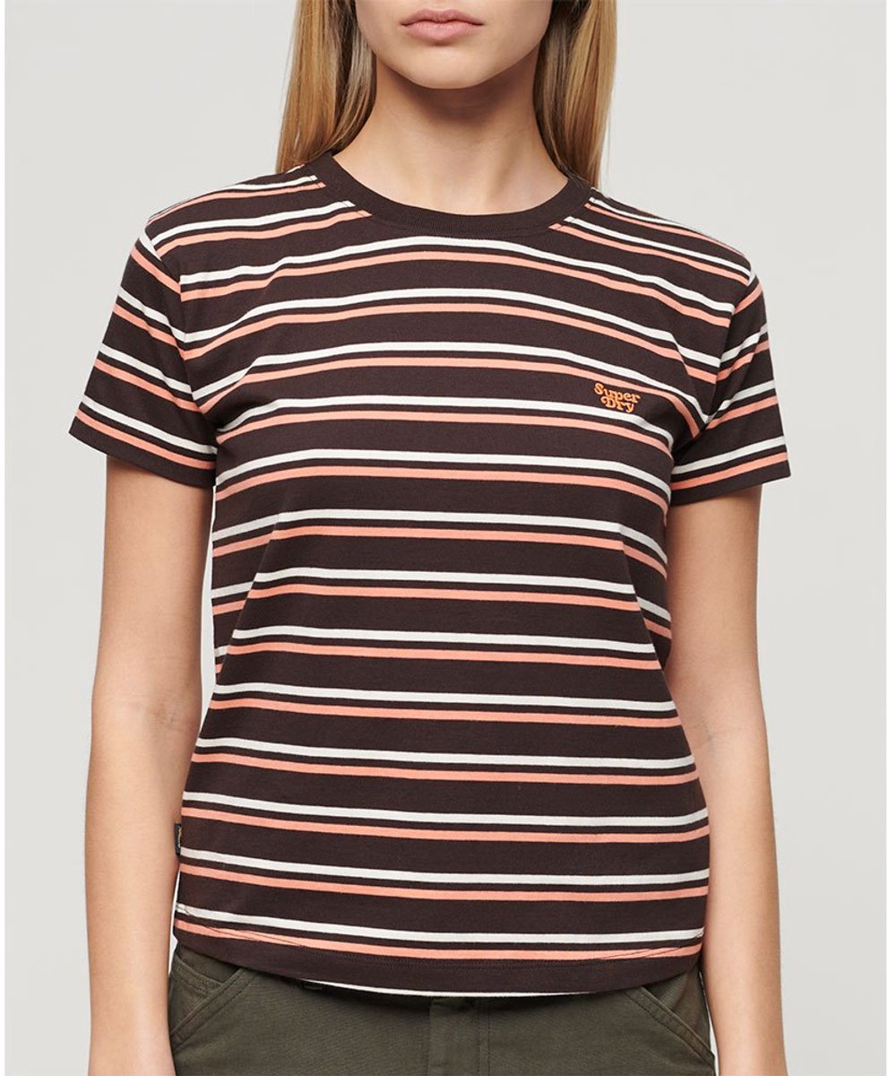 Superdry Essential gestreept T-shirt met logo Dames T-shirts Zwart