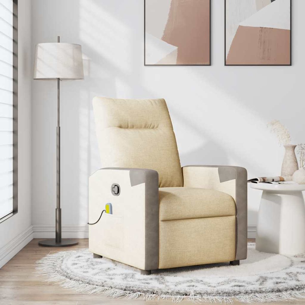 vidaXL Massagestoel - verstelbaar - stof - crèmekleurig crème en grijs
