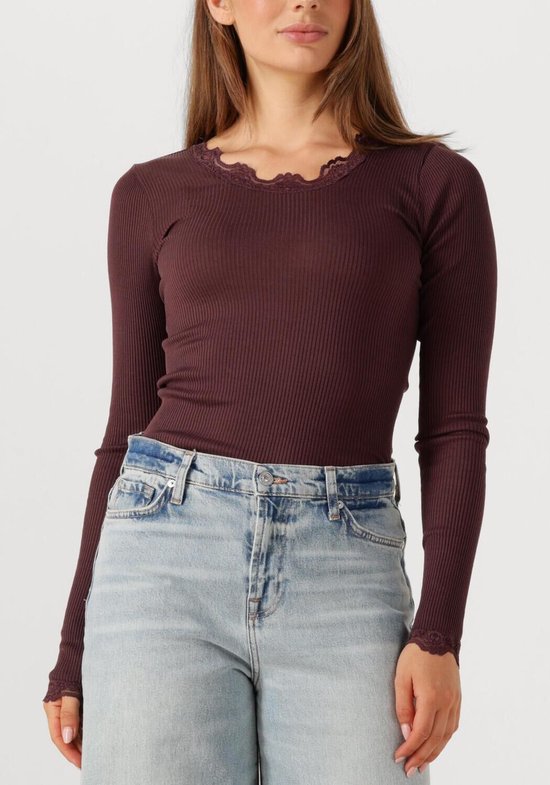 Rosemunde Babette Silk T-shirt Lace Tops & T-shirts Dames - Shirt - Bordeaux - Maat XL