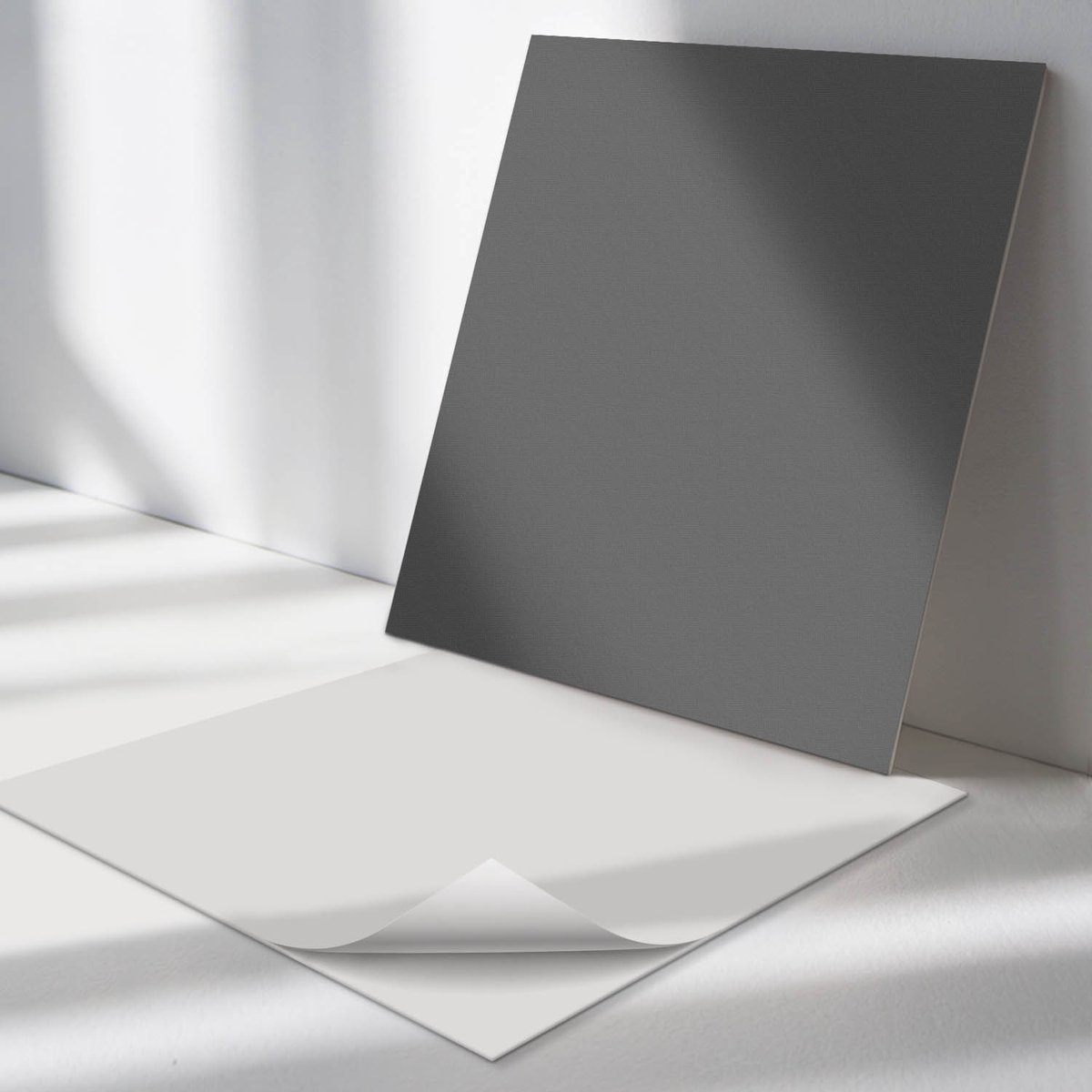 Wallfluent Vinyl Tegels - Kleur Grijsbruin Zelfklevende Vinyl Tegels - 20 cm x 20 cm - Uniform Vinyl Tegels - Set van 20 - Vierkant PVC Tegels - Patroon Plaktegels - Vinyl Wandtegels - Plaktegels Keuken en Badkamer