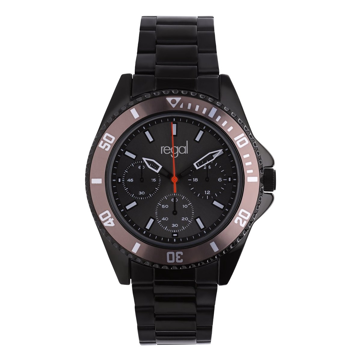 Lucardi Heren Regal heren horloge zwart met zwarte wijzerplaat - Horloge - Alloy - Zwart - 40.60 mm