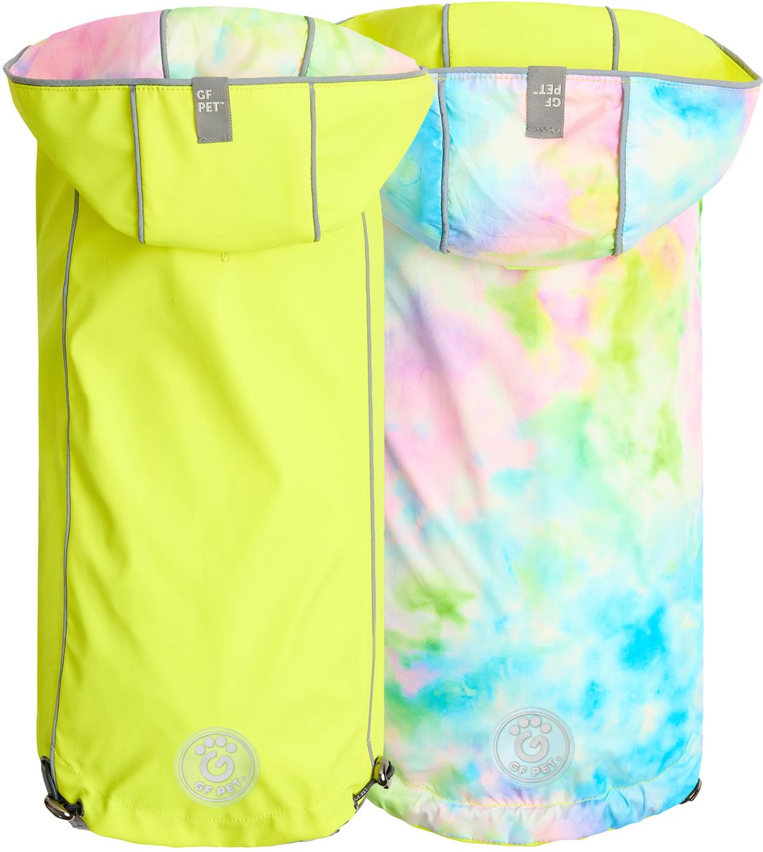 Reversible Raincoat - Neon Aqua with Iridescent - L