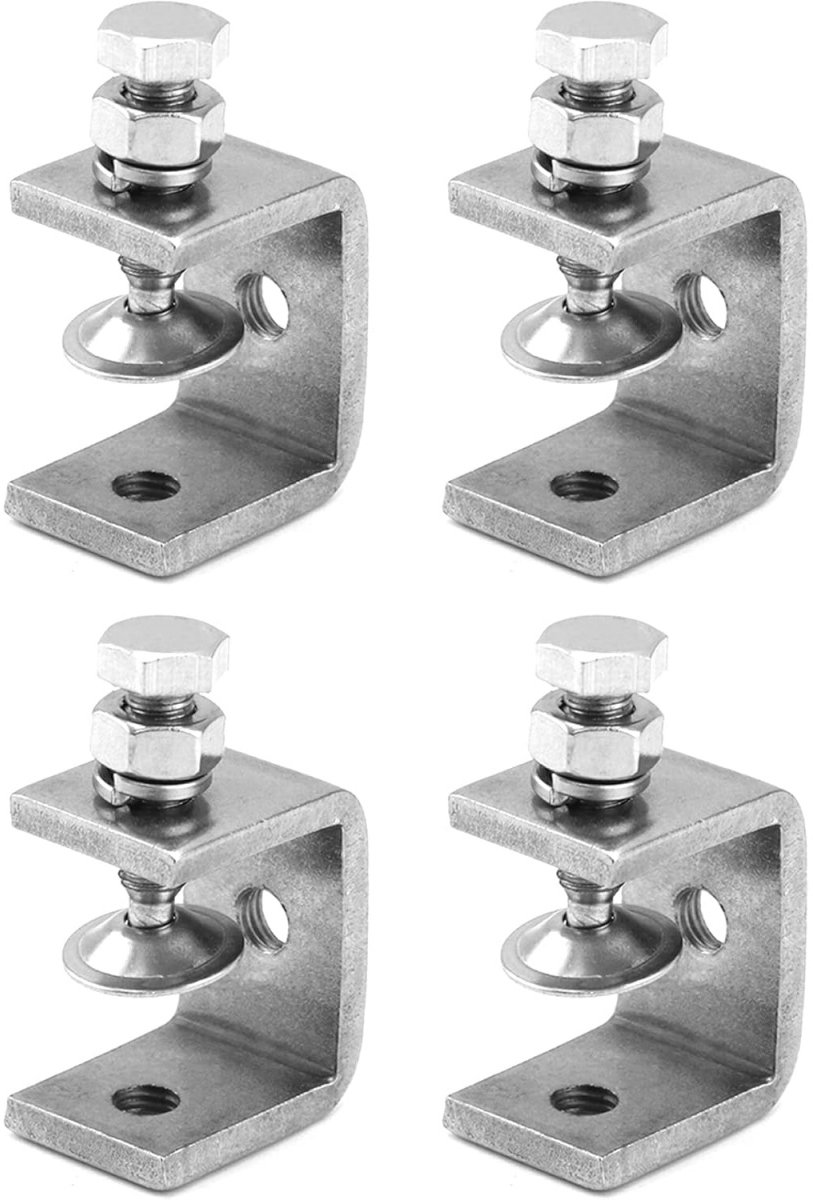 EXCITAT 4 stuks C-klemmen - Roestvrij staal - 30 mm schroefklemmen - Zilveren tafelklemmen - Hoge prestaties - Geschikt voor houtbewerking, gelaste verbindingen en houtbewerkingsproducten.