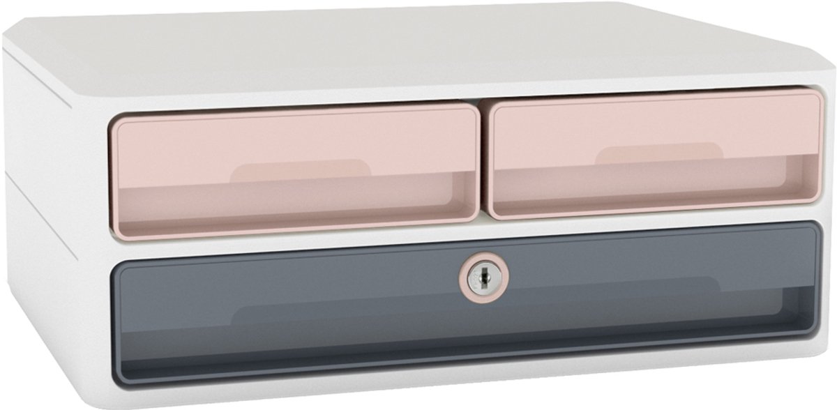 CEP schuifladenbox MoovUp SECURE mineraal, 3 lades, poederroze