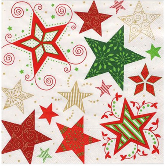 GlamRays Kerst Papierservetten 20 Stuks – Dubbellaags Met Feestelijke Kerstster Motief (32x32 Cm) Voor Winter En Nieuwjaar