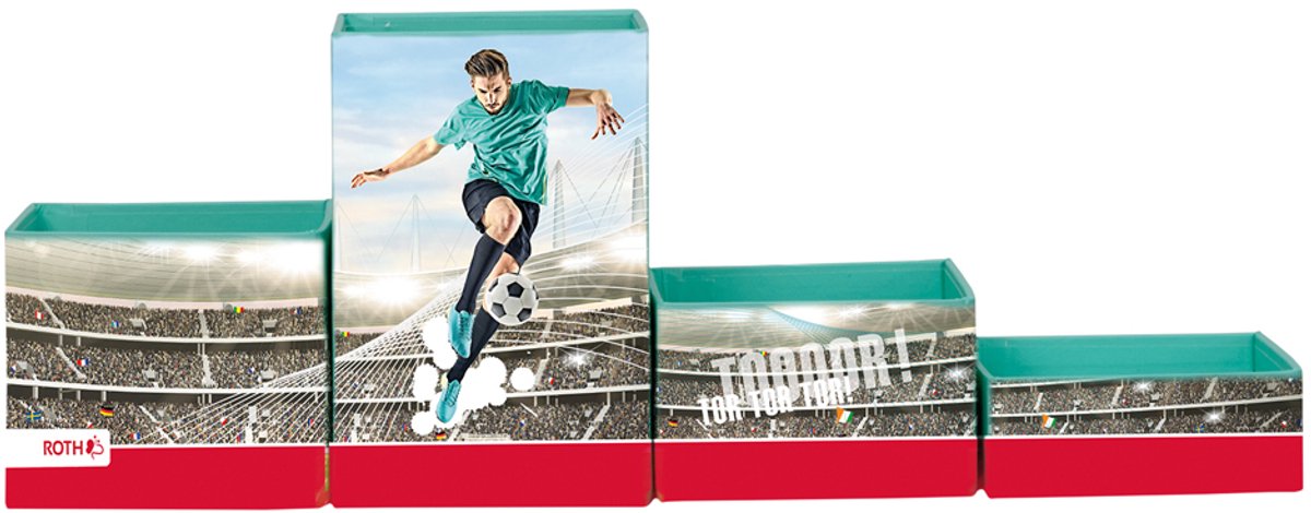ROTH multi-pennenbakjesset 'Voetbalster', van karton, 4 vakken