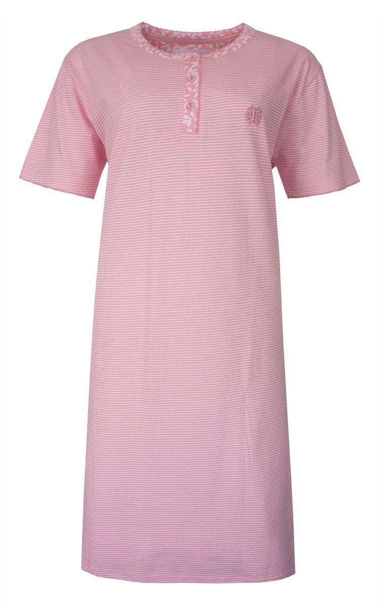 Tenderness Dames Nachthemd - Gestreept - Knoopjes - Roze
