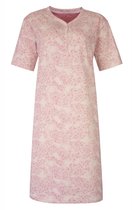 Medaillon Dames Nachthemd - Bloemenprint - Knoopjes - Roze - Maat 3XL