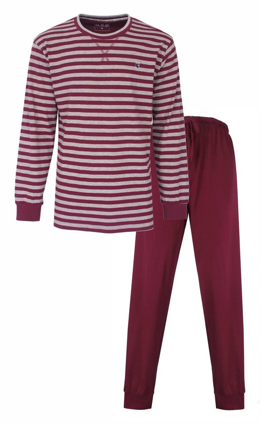 Crewhpo Pyjama voor heren, lange effen pyjama met ronde hals, lange mouwen, katoen, pyjama's, warm, tweedelig, nachtkleding, loungewear winter, M