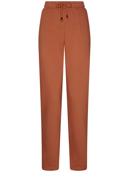 Bruine broek met trekkoord en zakken.