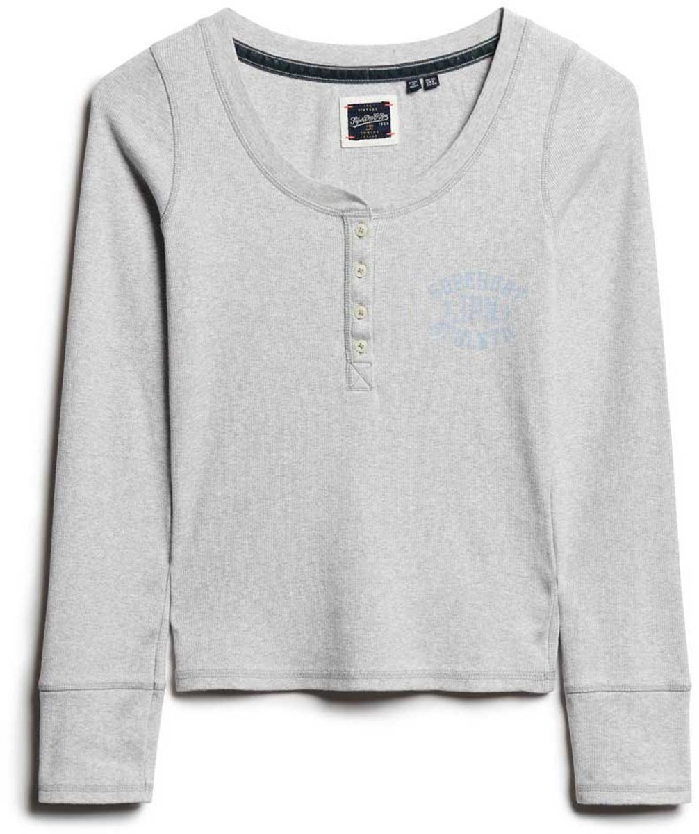 Superdry Athletic Button Down Longsleeve Top Dames Lange mouwen shirts Grijs