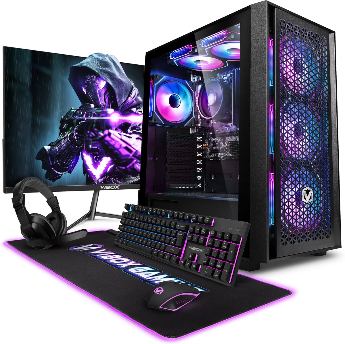 Vibox I-32 PC Gamer - 22" Scherm Pakket - Quad-Core AMD Ryzen 3200G Processor 4GHz - Radeon Vega 8 Grafische kaart - 16GB RAM - 1TB SSD - Windows 11 - WiFi
