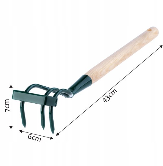 KADAX bebouwer, wiedegbouwer met 3 tanden, onkruidhaak, kleine bloemklauw met steel, tuinaccessoires van metaal, tuinhak voor het losmaken van de grond, cultivator voor tuin, onkruid (met houten — afbeelding 5