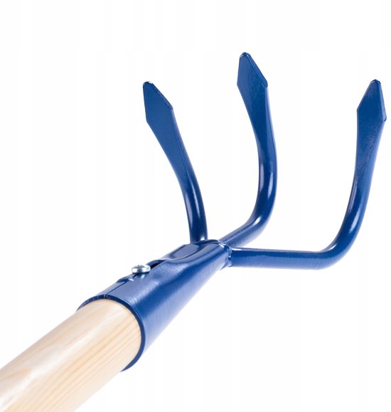KADAX Handcultivator van metaal, cultivator met lange steel van hout, robuuste cultivator, tuinklauw, tuinhak voor het losmaken van de grond (3 tanden) van Merkloos	 — afbeelding 4