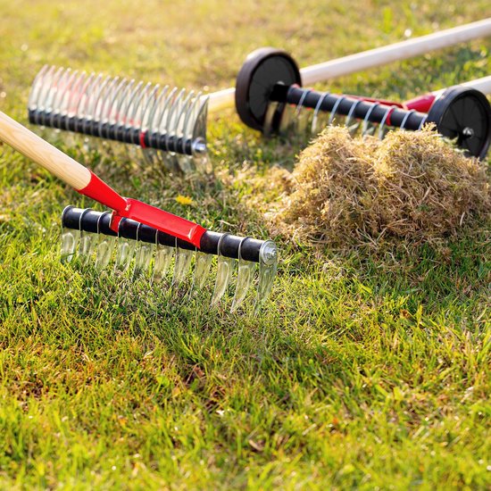KADAX Gazonventilator, handmatige verticuteermachine voor tuin, gazon, mos, tuingereedschap van metaal, snijdrek, cultivator, gazonbeluchter, handverticuteermachine (eenzijdig, met steel) van Merkloos	 — afbeelding 5