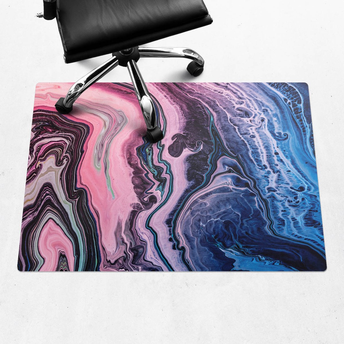 Wallfluent - Vloerbeschermer Abstracte Golven - 100x70 cm - Roze Vloerbeschermer Bureaustoelmat - Rechthoekig - Motif Vloerbeschermer-Stoel Mat-Kantoordecoraties - Organisch marmerpatroon