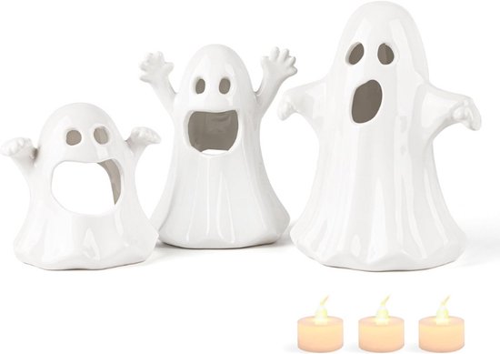 Bougeoir Fantôme En Céramique Halloween - 2 En 1 Bougeoir & Bol à Bonbons - Décoration De Table Intérieure/extérieure - Plusieurs Modèles