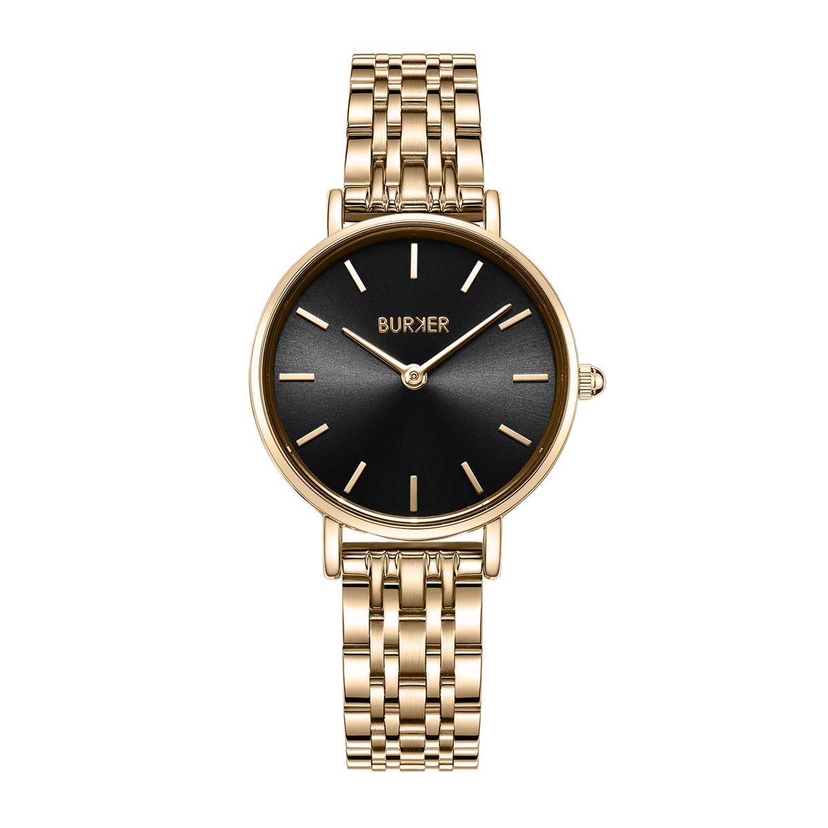 BURKER Ruby Petite Horloge Dames - Rond - Goud Zwart - Schakelband - 28 mm