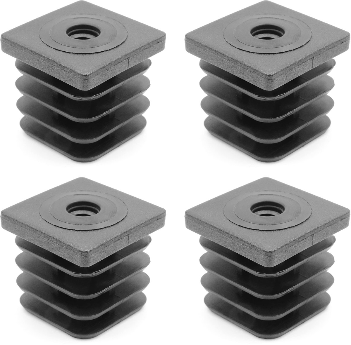 4 x Schroefdraadstop - Instelstop voor Vierkante Buizen 50 x 50 mm - M8 Binnendraad - Draaglast tot 200 kg