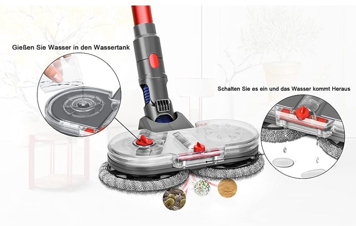 elektrische dweilopzetstuk voor Dyson V11 V10 V8 V7 V15 stofzuiger, dweilopzetstukset met 6 dweilpads en verwijderbare watertank thumbnail 3