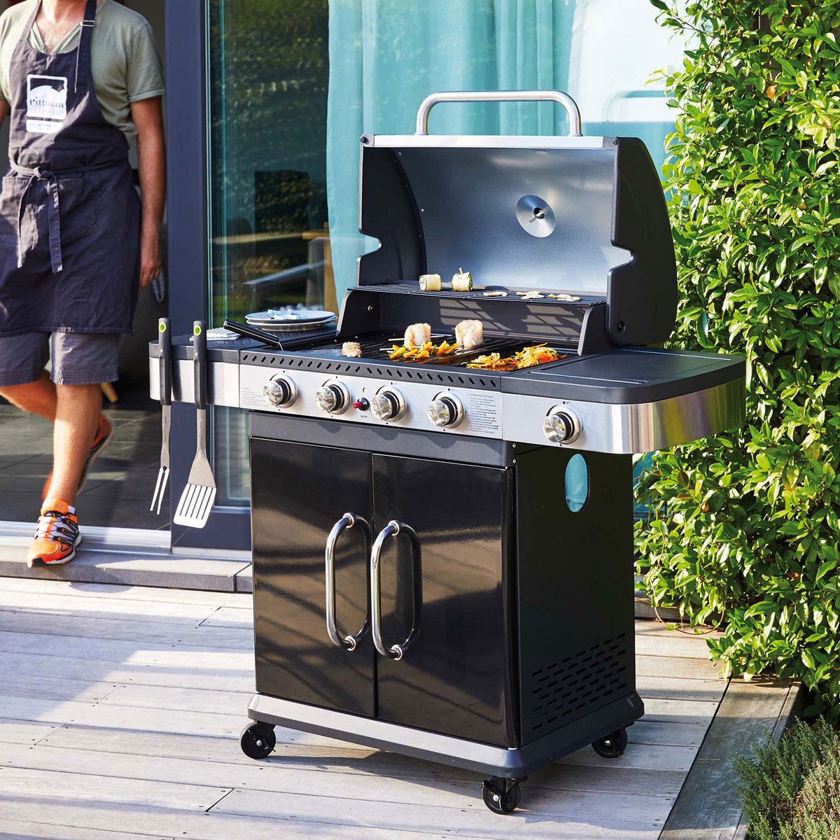 Gasbarbecue FIDGI 4 met thermometer - 4 branders + 145kW fornuis