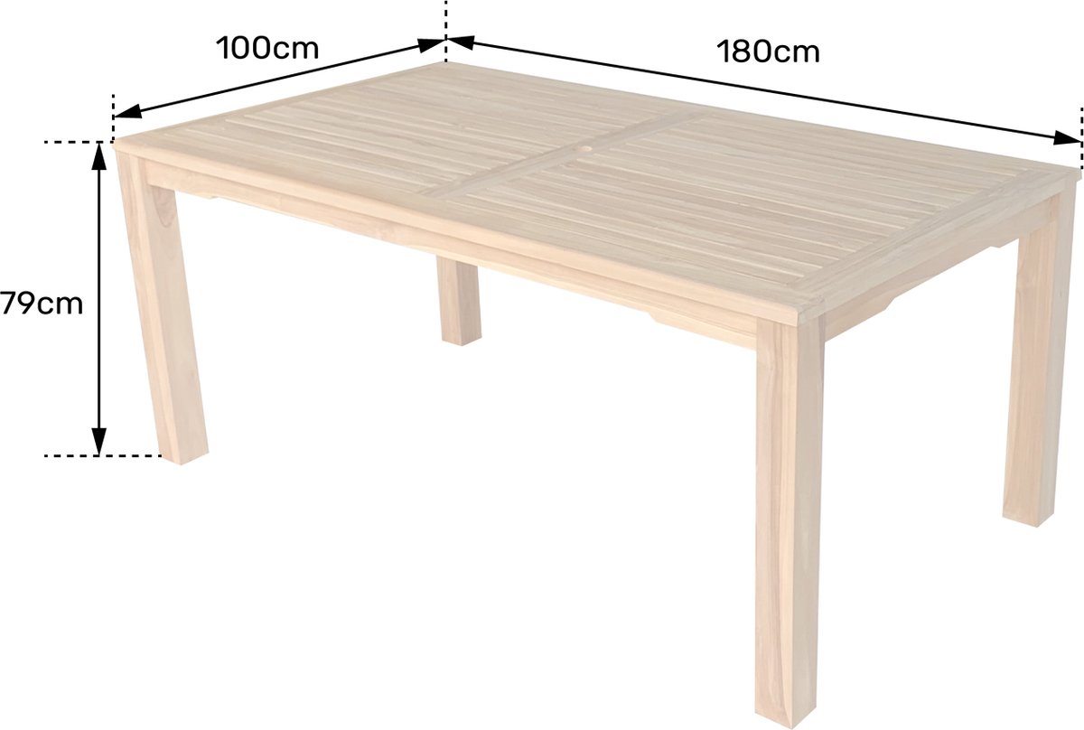 180cm teak tafel JAVA