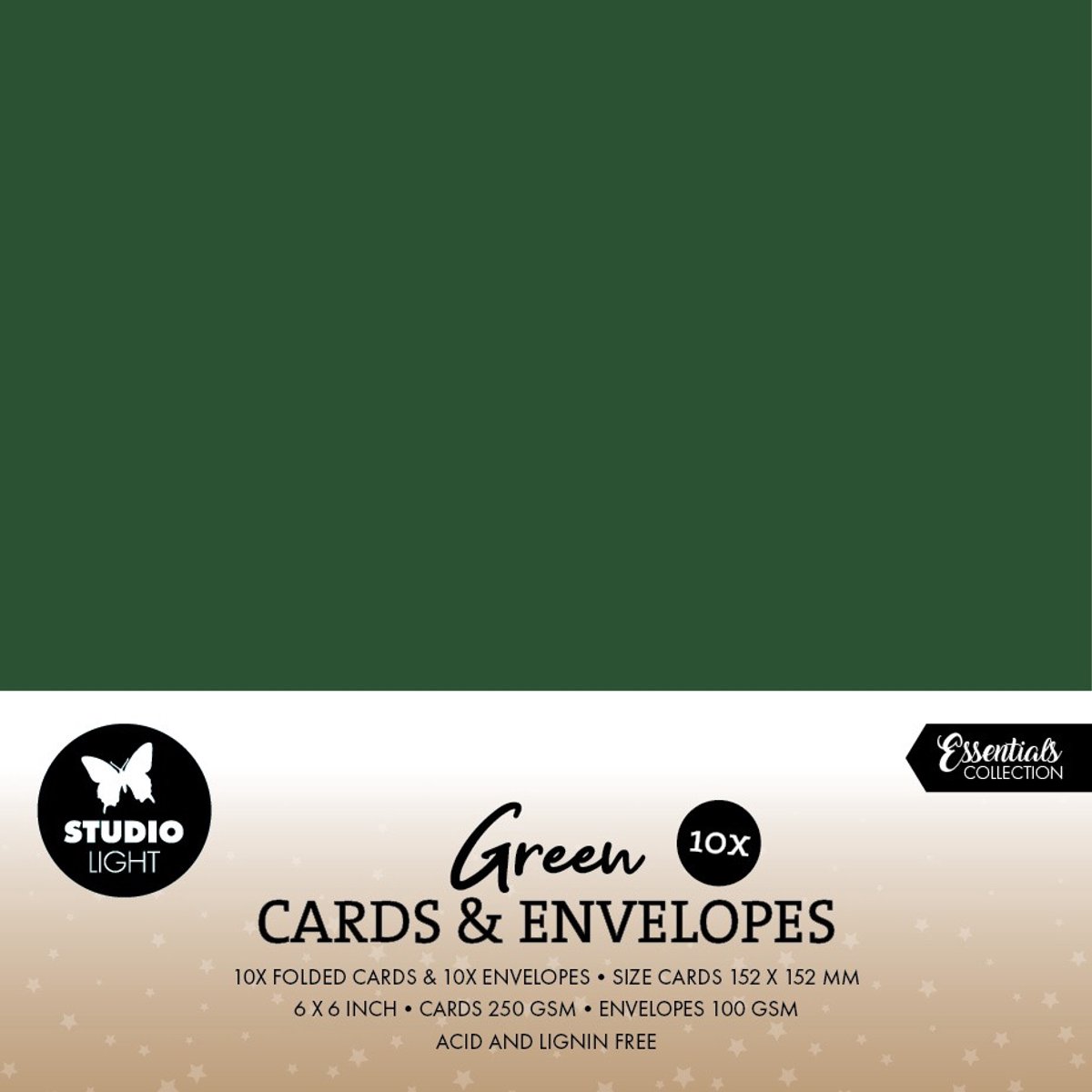 Cards & envelopes Christmas green 6x6 inch - Essentials nr. 18
