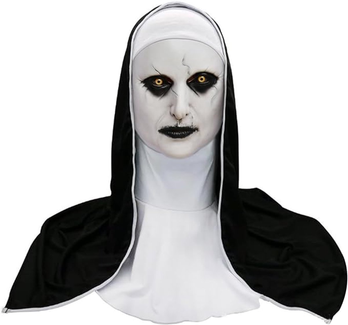 Griezelig halloweenmasker, griezelig nonnenmasker, Halloween, non, cosplay, eng latex, horrormasker met hoofddoek voor volwassenen, Halloween, cosplay, kostuum, feestrekwisieten