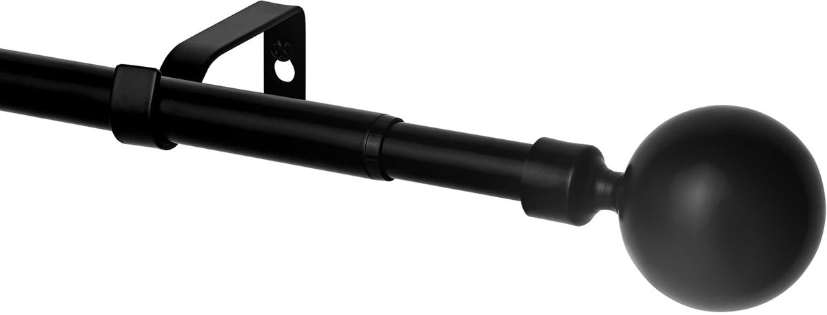 Azomor® Verstelbare metalen gordijnroede zwart met bol voor diverse ruimtes