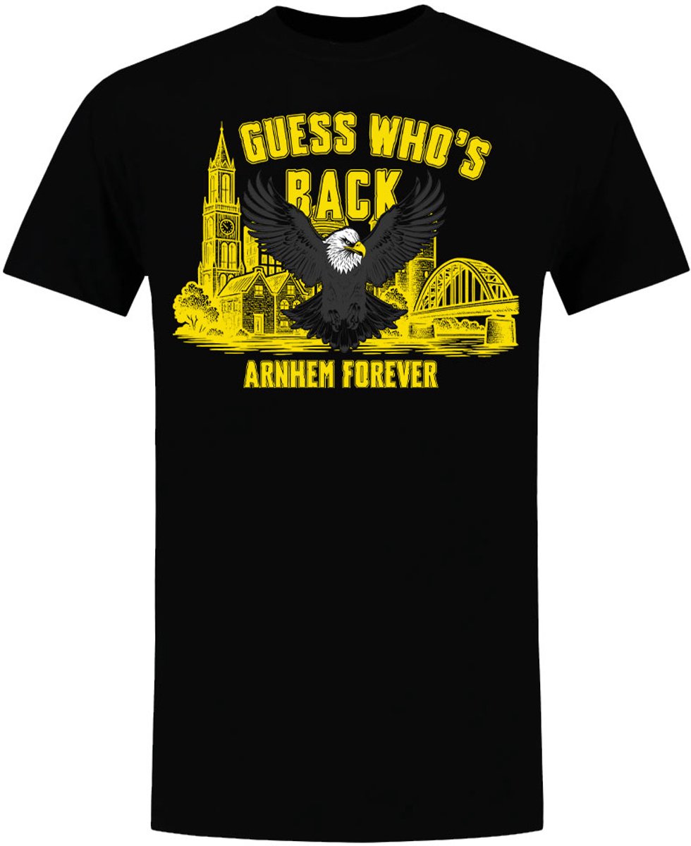Arnhem Forever Heren T-shirt - voor geel zwart - adelaar - voetbal - shirt