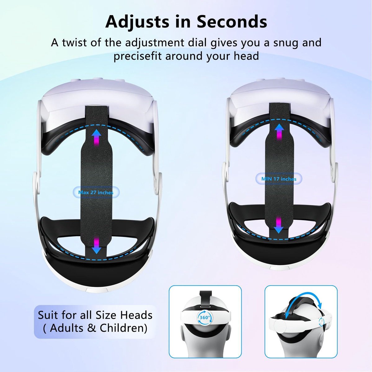 Geschikt voorMeta Quest3/3S/2 Elite Hoofdband Verstelbare Maat Decompressie VR Accessoire thumbnail 4