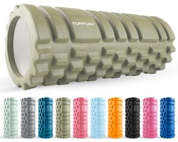 Tunturi Yoga Grid Foam Roller - Massage Roller - Foamroller - Fitness Roller - Legergroen- 33cm - Incl. gratis fitness app