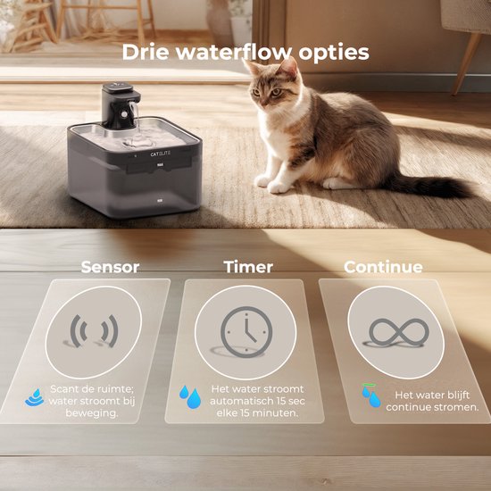 Château Animaux® Draadloze Drinkfontein Voor Kat Of Hond RVS Metaal - 2