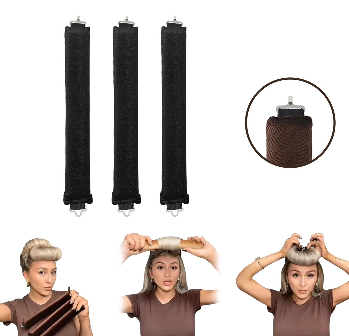 Haarrollers om haar te krullen zonder hitte Black