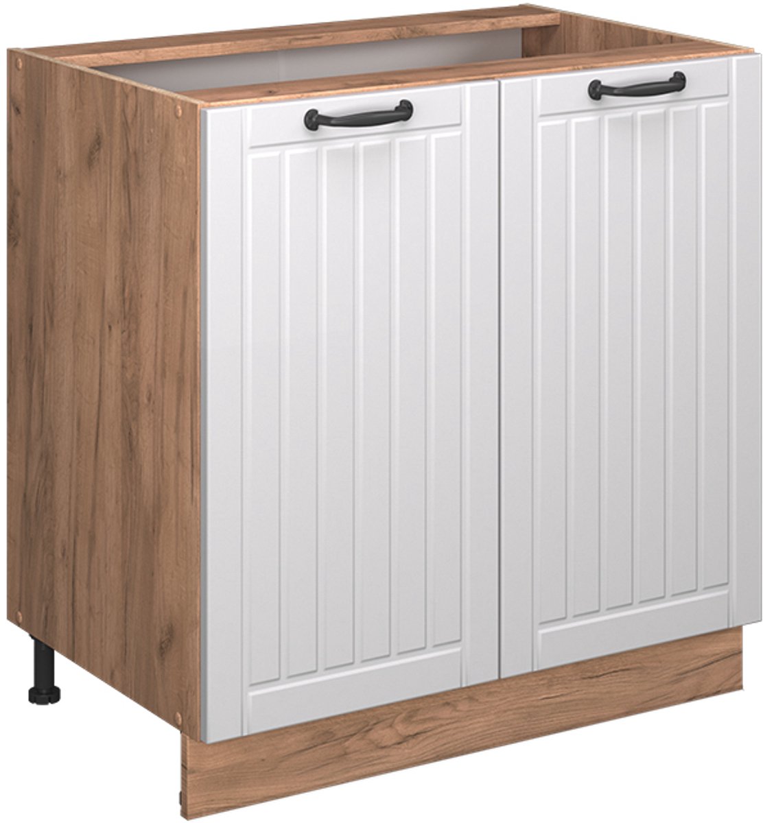 Vicco Fame-Line Keukenonderkast – 80 cm met legplank, WB Marmer Wit Landhuis Wit landelijk/Goudkleurig Eiken
