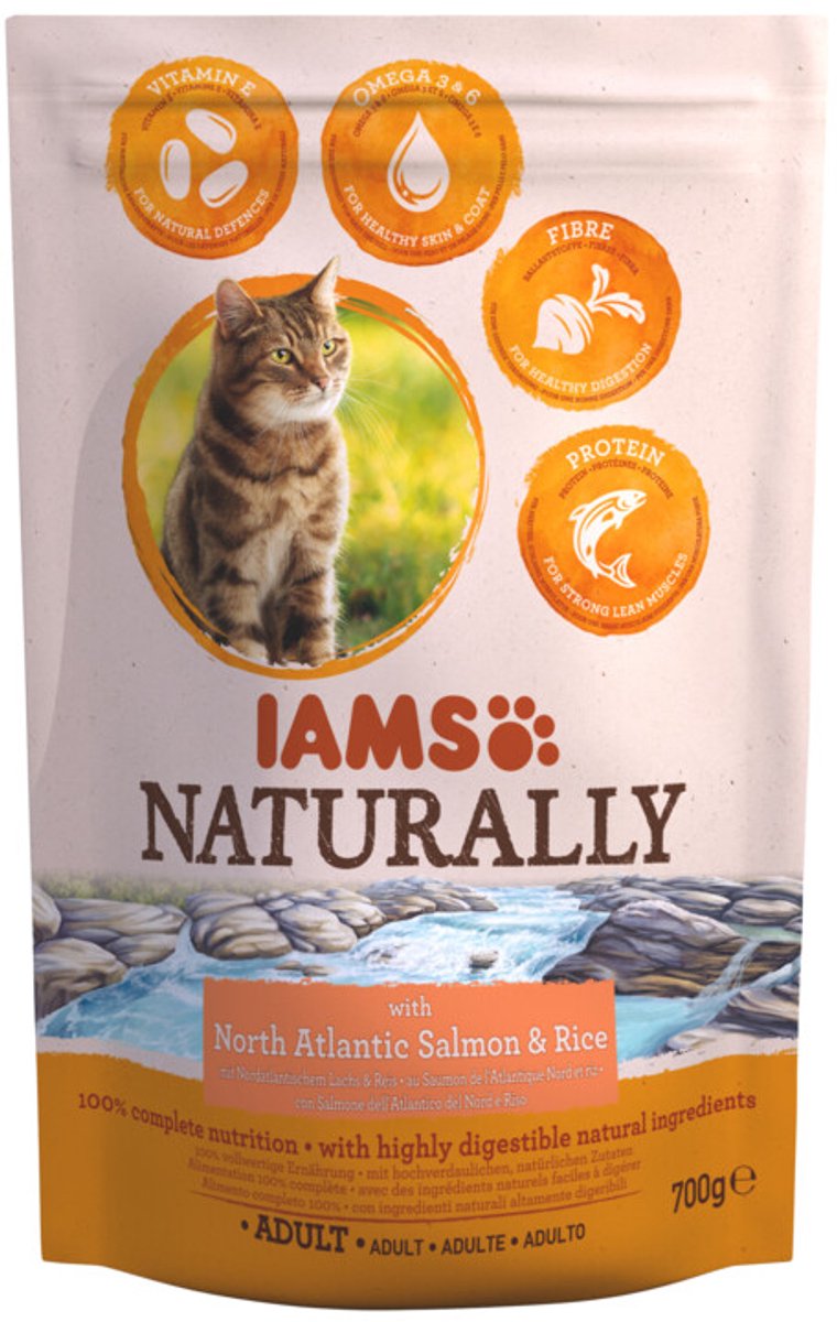 IAMS Naturally Kat Adult North Atlantic Zalm&Rijst 700 gr