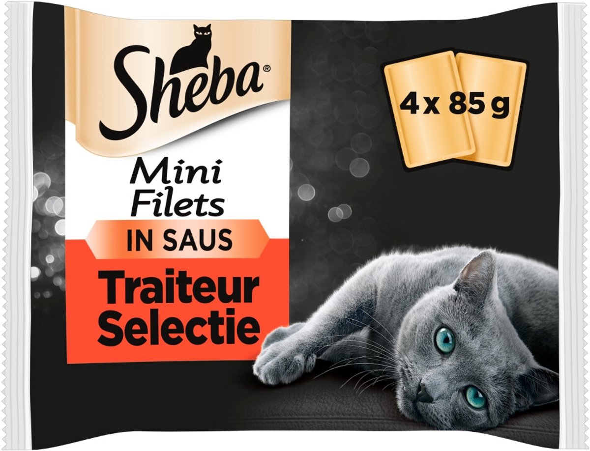 Sheba Mini Filets Traiteur Selectie in saus natvoer kat (zakjes 85 g) 4 x 85 g