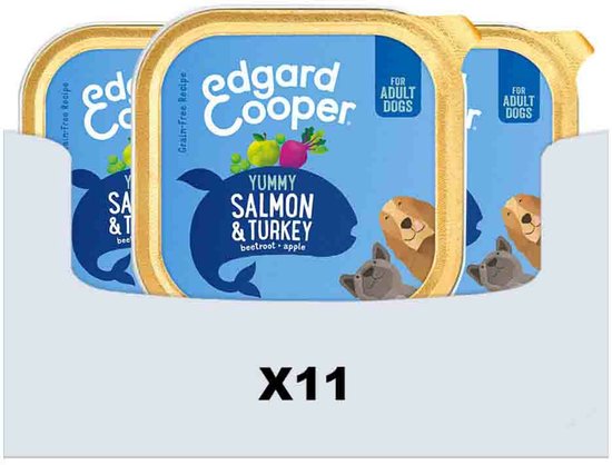 Edgard & Cooper Kuipje Honden Natvoer Hondenvoer Zalm - Kalkoen - 11 x 150 gr - Voordeelverpakking