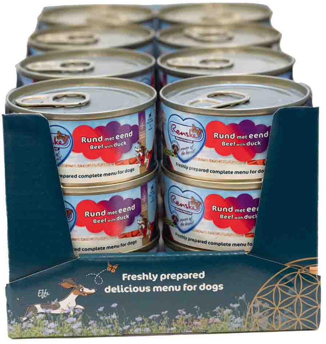 Renske vers bereid rund met eend natvoer hond (blikjes) 1 tray (24 x 95 g)